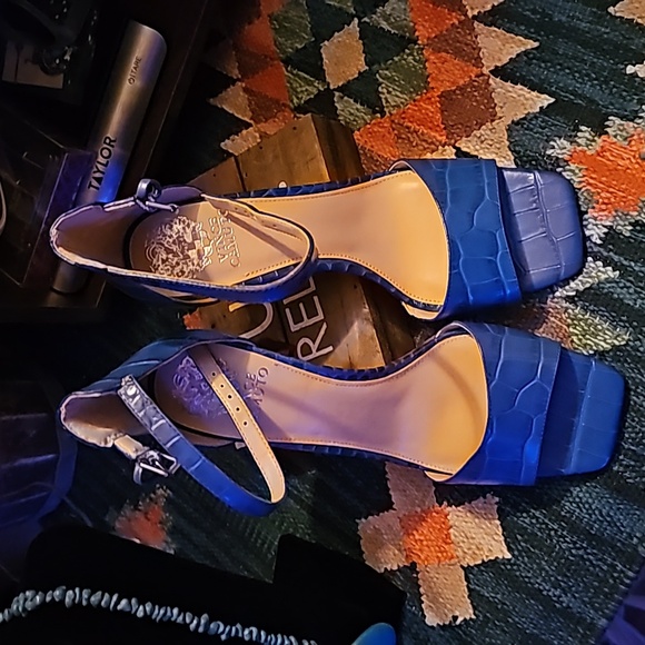 Vince Camuto Womens SZ9M Blue Heels Sandals Reesera Alligator Open Toe Heels . - Picture 1 of 8